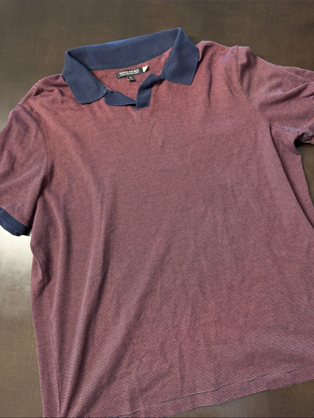 Banana Republic Luxury Touch Performance Men's Polo in Burgundy with Navy Collar